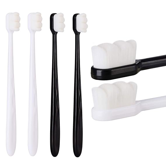 hongjin Extra Soft Toothbrush, Ultra Soft-Bristled Adult Toothbrush Micro Nano 15000 Floss Bristle Good Cleaning Effect For Sensitive Teeth Oral Gum Recession, Manual, White