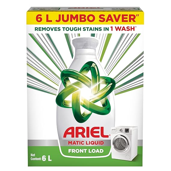 Ariel Liquid Detergent Front Load - 4L + 2L free | Removes 7 day dried-in Stains in 1 wash inside Washing Machine | Now at Price of Powders | Amazing Fragrance | Protects Colours | Dissolves Faster