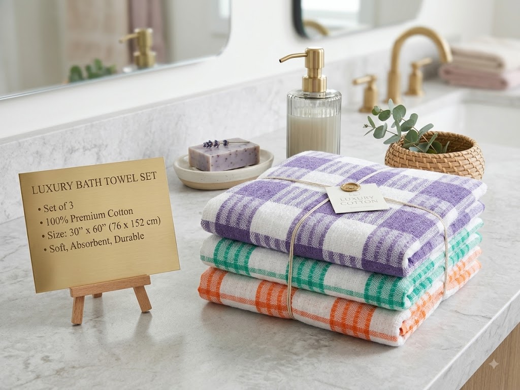 Luxury Bath Towel - 100% Cotton Towel - size 30” x 60” – Pack of three - Three days return only for wrong and damaged items only